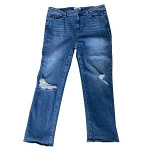 PAIGE Cindy Speak Easy Destructed Denim Jeans Sz 34
